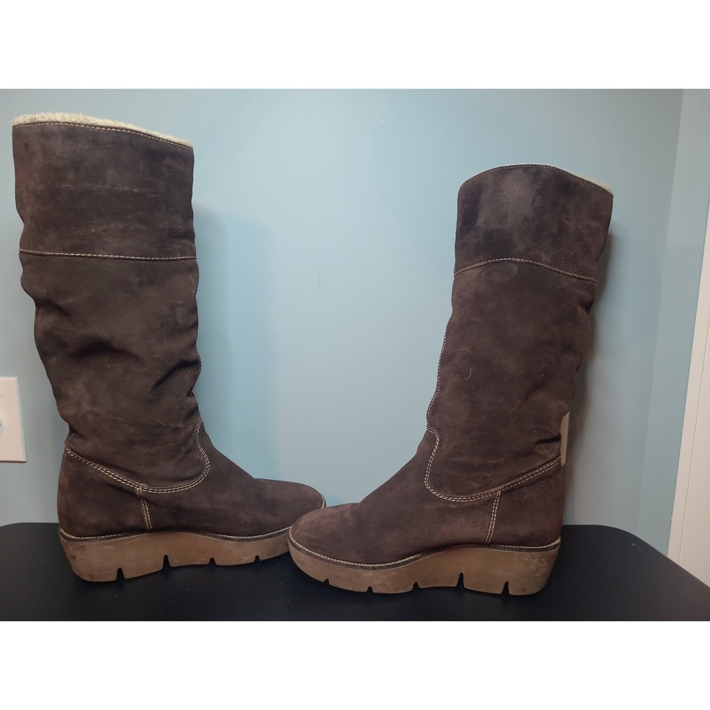KORS Michael Kors Made in Italy Brown Suede Winter Fur Wedge‎ Boots US 10/ EU 40 - Picture 10 of 14